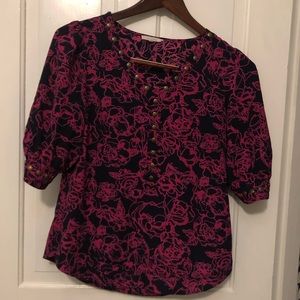 41 Hawthorn Fuchsia & Navy Studded Top